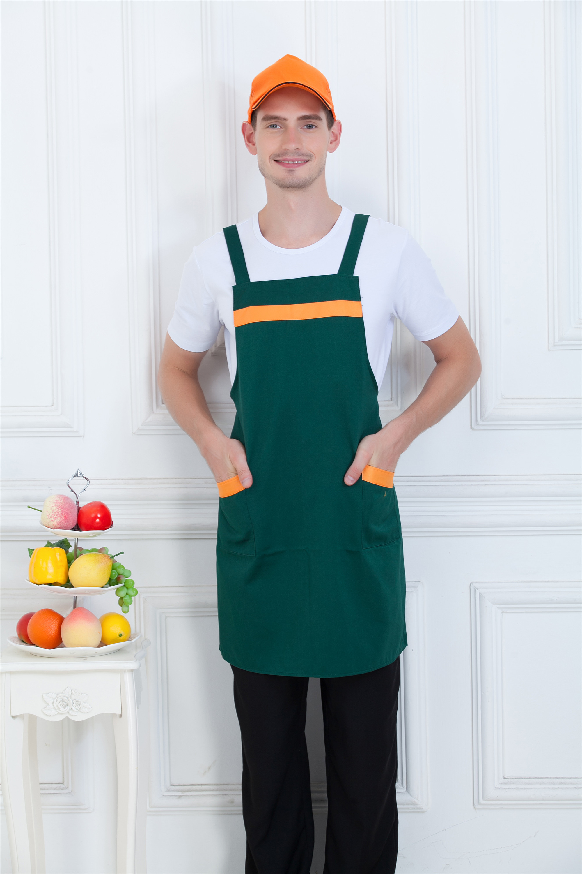 广告围裙定制米魁logo印字快餐超市火锅店韩版服务员工作服厨房围腰