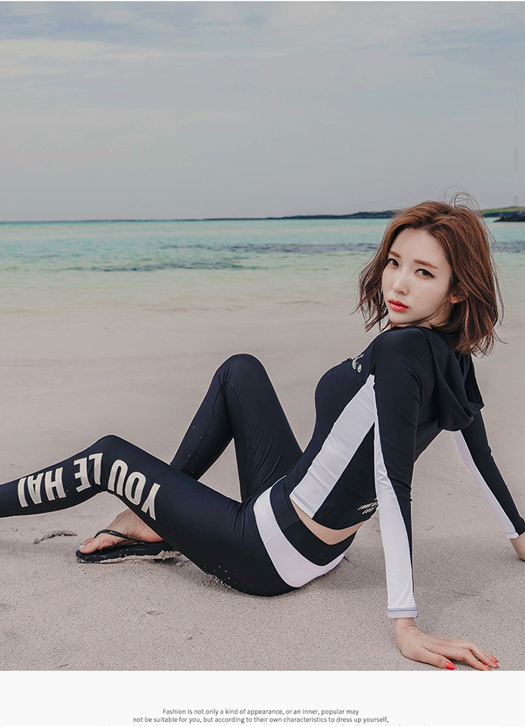 韩国游泳衣女分体速干泳装长袖长裤潜水泳衣遮肚显瘦保守套装
