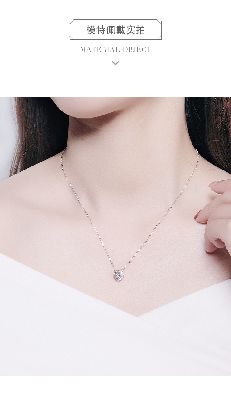 金至福18k金钻石项链女锁骨链群镶显钻简约大方生日礼物送老婆送女友