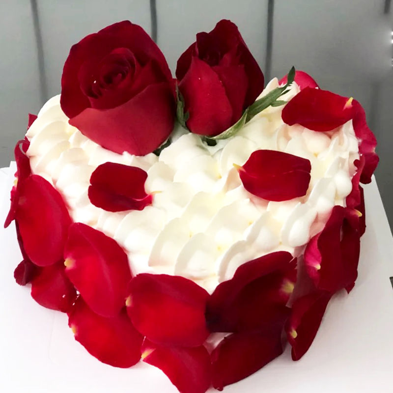 套餐16仿真玫瑰花花瓣小花朵生日蛋糕装饰摆件情人节求婚礼物绿叶插件