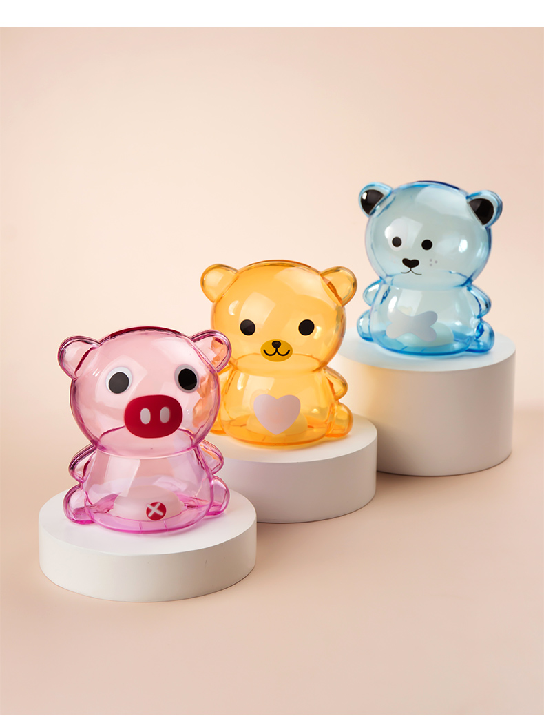 卡通小熊存钱罐儿童男女生可爱网红透明迷你硬币储蓄罐生日礼物三维