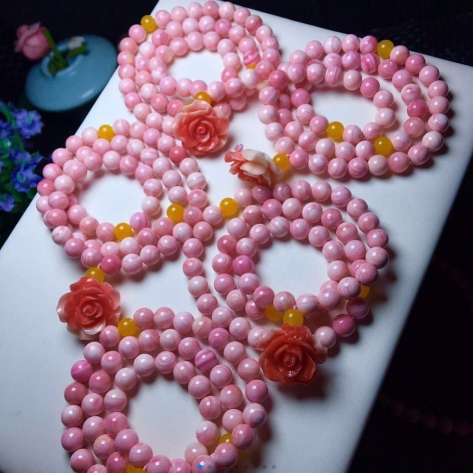 《天然女王贝手链女学生韩版粉贝壳珍珠手链闺蜜手串佛珠送礼物情侣