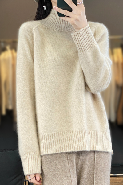 100%羊绒衫女套头半高领冬新款加厚纯山羊绒打底衫毛衣羊绒衫女100纯羊绒春秋加厚毛衣半高领羊毛针织打底衫