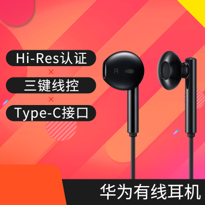 华为(HUAWEI)手机耳机有线typec接口 降噪 半入耳式 带麦克风 三键线控 Hi-Res高解析音频认证 CM33