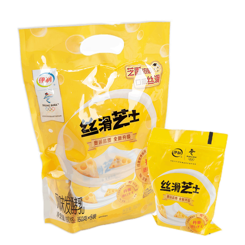 伊利丝滑芝士酸奶10袋15袋装150g丹麦进口芝士风味发酵乳袋装