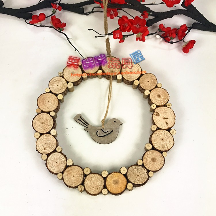 幼儿园木制壁饰挂饰diy作品手工创意装饰现代简约原木工艺品吊饰