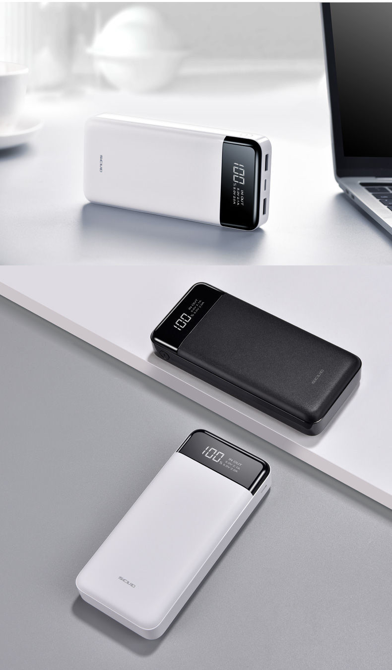 飞毛腿大容量充电宝20000毫安typec通用苹果移动电源小轻薄黑色20000