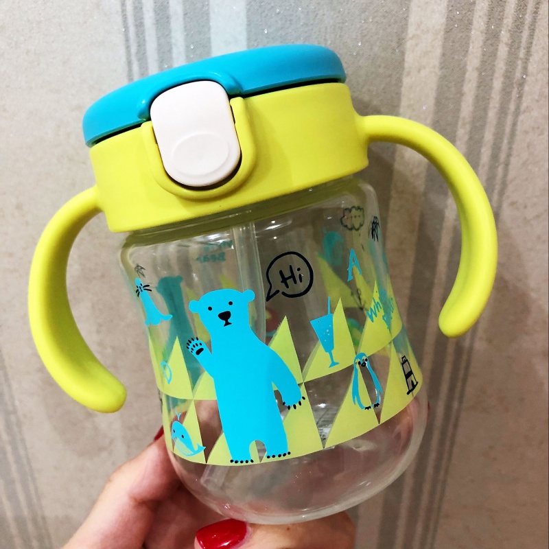 richell利其尔婴儿童吸管杯学饮杯带手柄宝宝防漏鸭嘴杯水杯定金