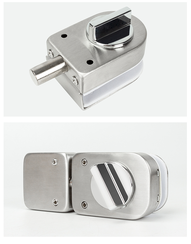 jing ping不锈钢双开玻璃门专用 房门插销地固门锁插销免开孔