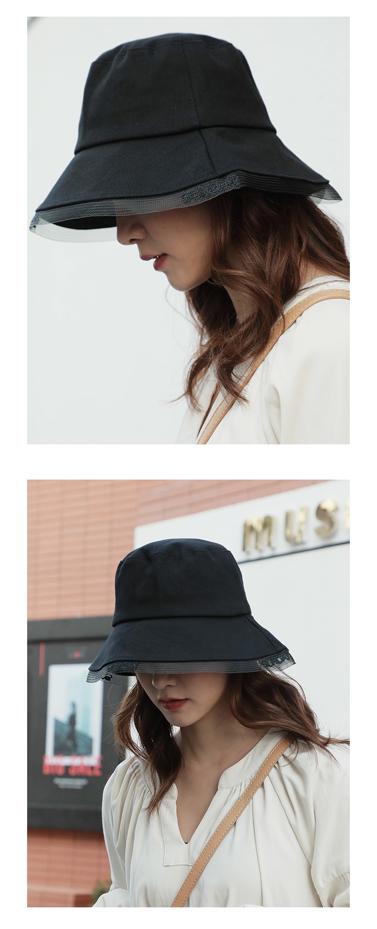 热卖网纱韩渔夫女隐形调节头尾韩版百搭显脸小蕾丝边带绳松紧帽子