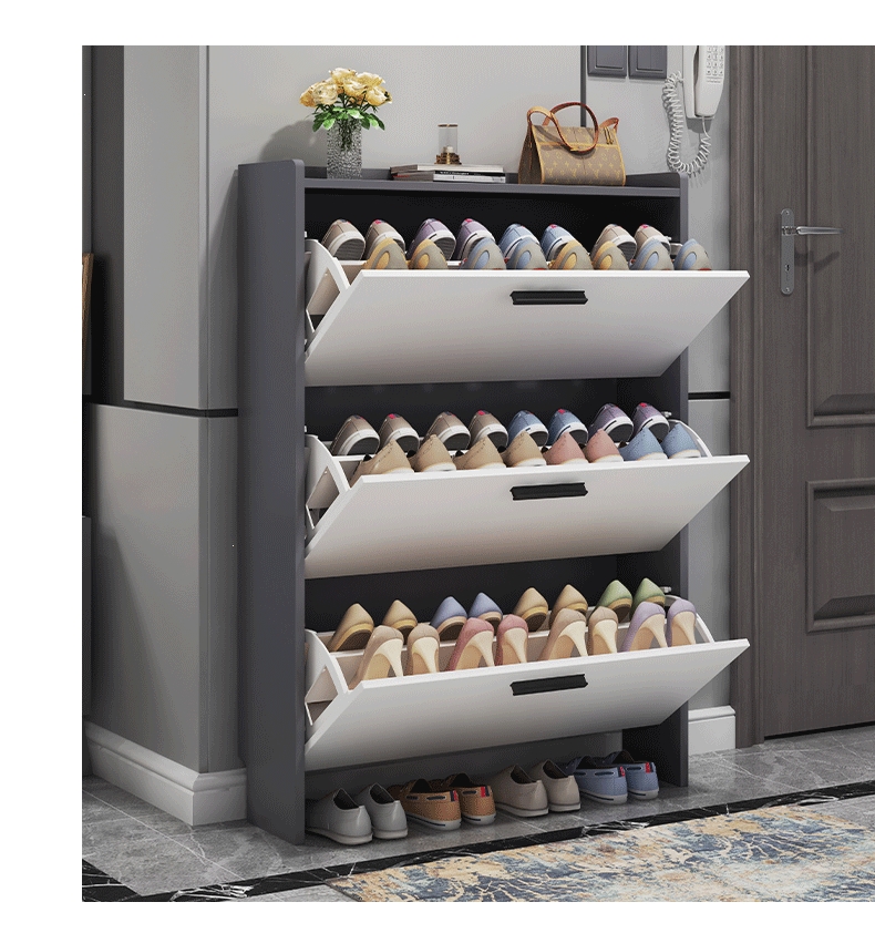 灰色超薄翻斗鞋柜17cm简约现代北欧省空间家用韵美舞灵门口鞋架简易