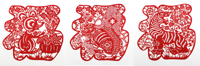 福字十二生肖中国风剪纸窗花卷轴画挂轴装饰画 民俗工艺礼品