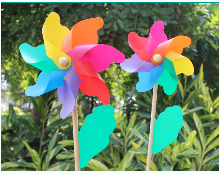 【严选精品】车摆件荷兰风车玩具 大风车七彩彩虹木杆儿童风车 幼儿园