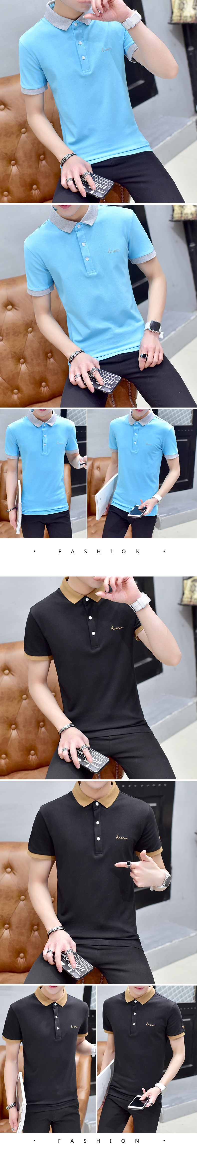富贵鸟(fuguiniao)男士短袖t恤2020夏季加肥加大码男装时尚休闲polo衫