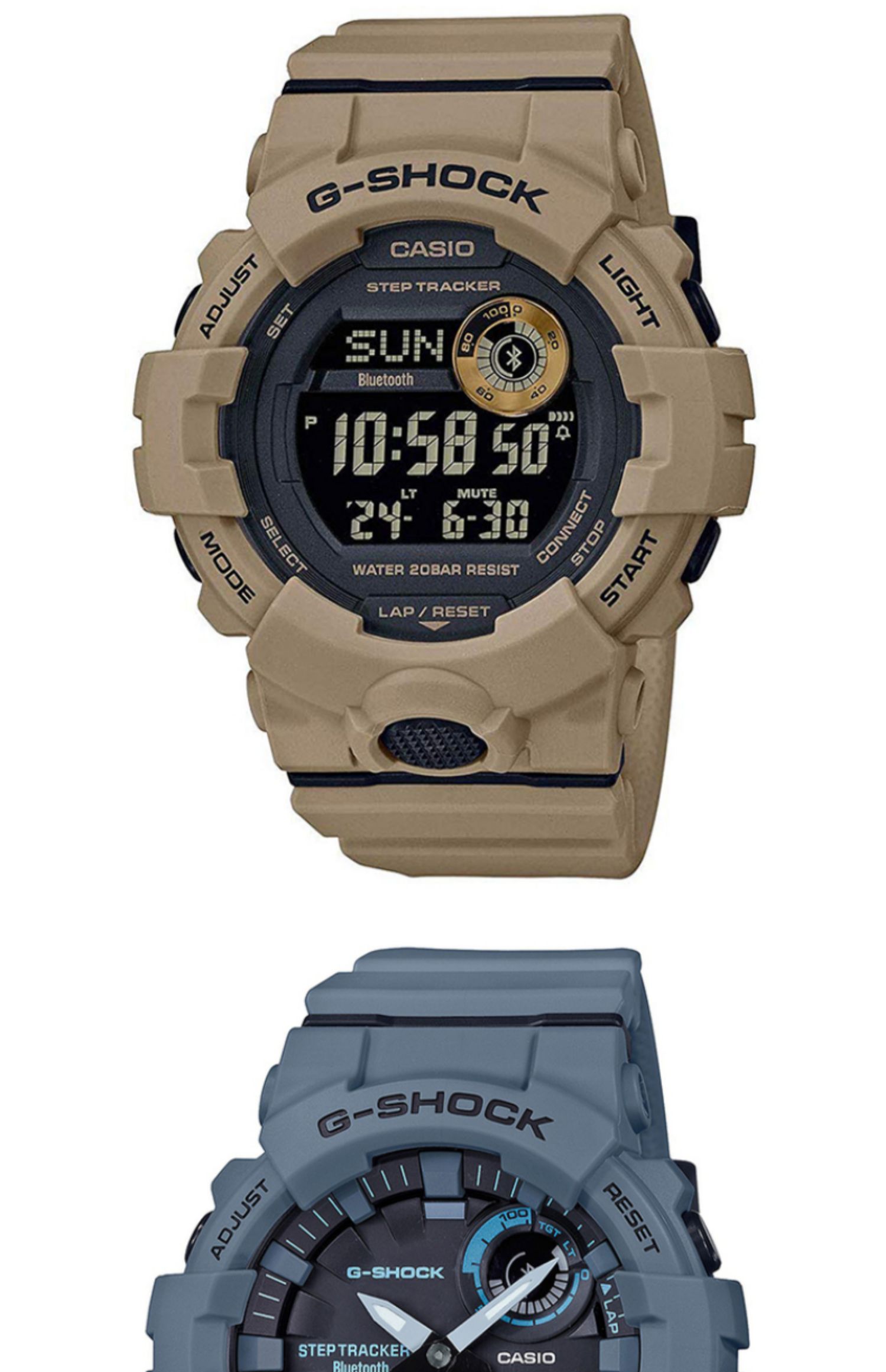 苏宁国际 卡西欧 casio 雾霾蓝腕表男树脂表带可连接手机应用健身记步