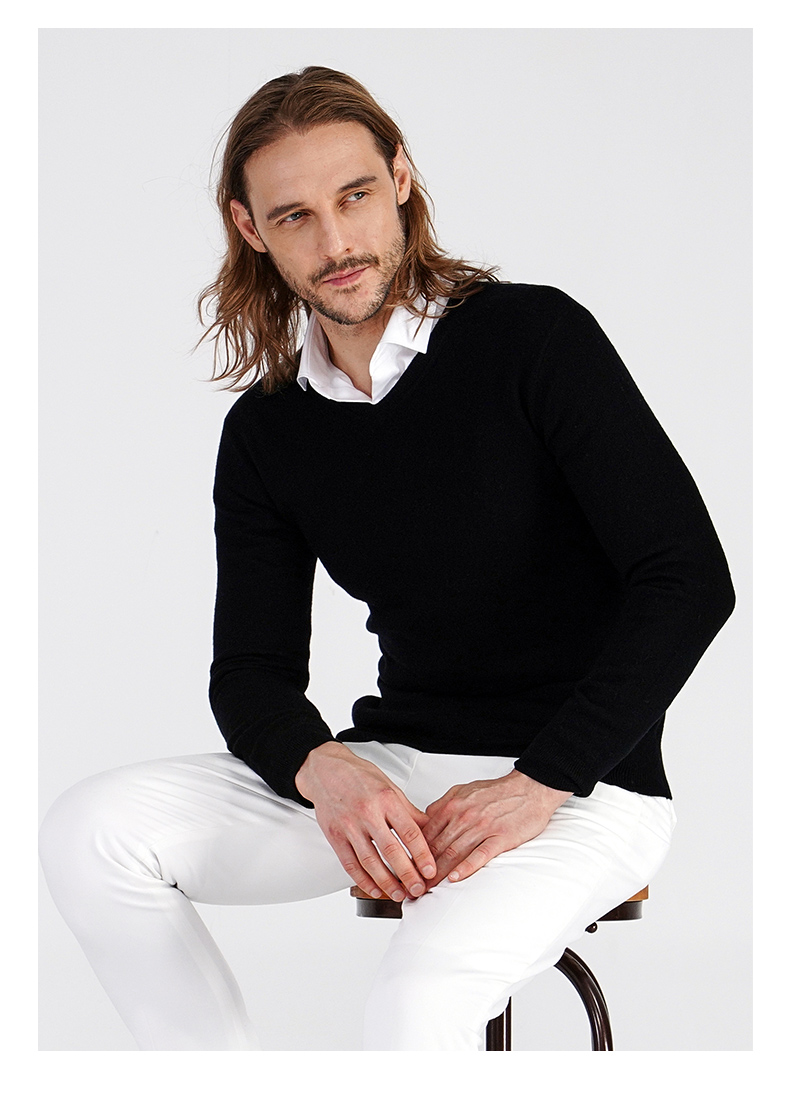 baromon培罗蒙2020秋季新款男士羊毛衫v领纯羊毛针织衫毛衣