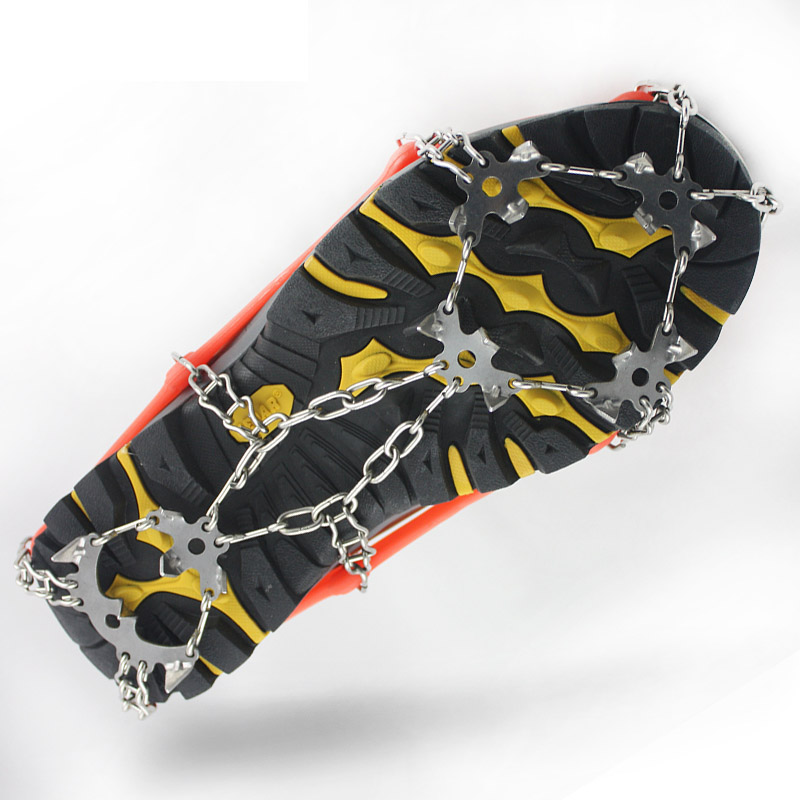 18齿冰爪防滑链鞋套雪爪 高强硬度不锈钢链户外登山鞋套