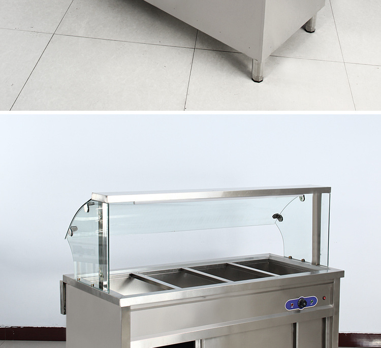 安瑞达不锈钢商用保温售饭台 玻璃罩快餐台 蒸菜保温台 浏阳蒸菜