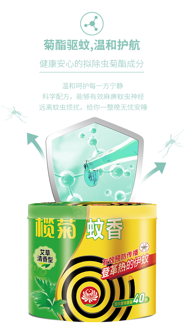 榄菊蚊香家用客厅厨房驱蚊灭蚊艾草清香型儿童文香蚊香