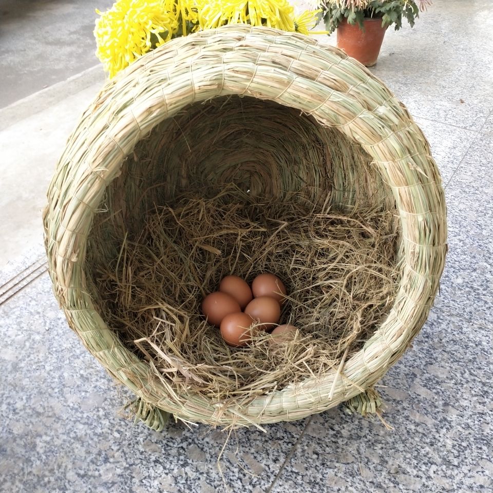 《母鸡窝草编下蛋窝特大号猫窝防侧翻草编鸡窝鸽子窝手工编织稻草窝