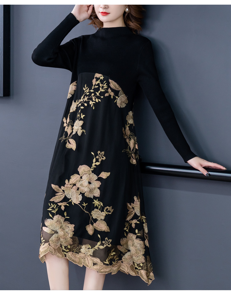 40一50岁女装高贵夫人新款连衣裙子中年妈妈贵妇人女装秋冬裙高端洋气
