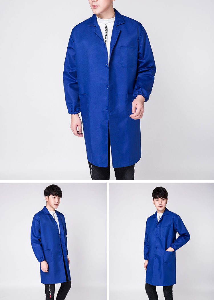 时尚修身罩衣女成人围裙中长款蓝大褂防尘护衣工作服