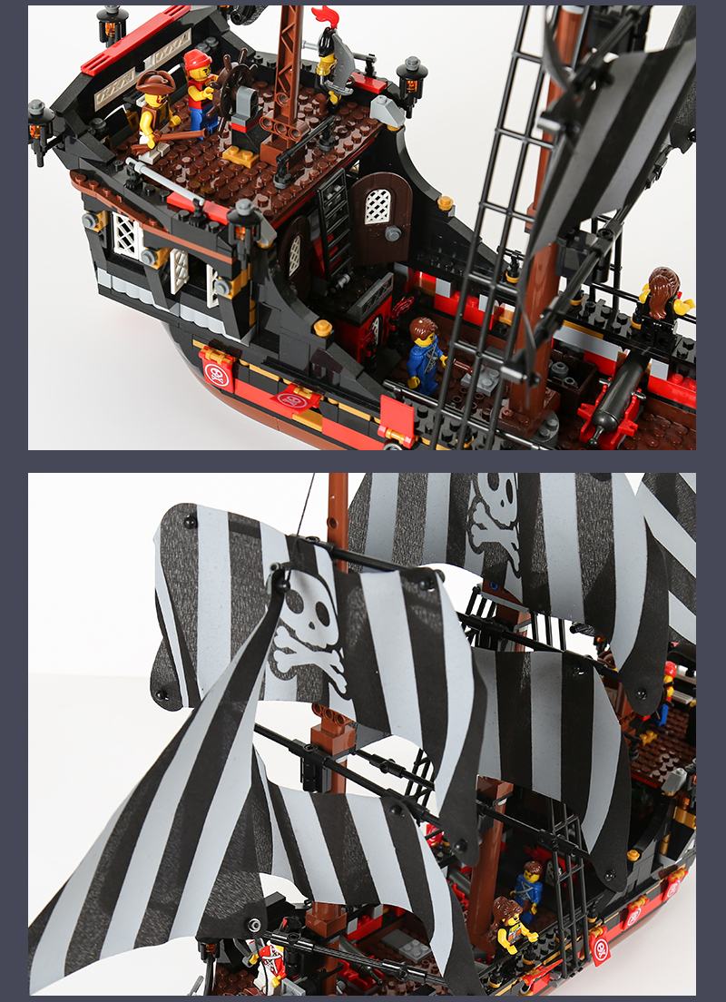 哲高积木海盗船之骷髅冒险号男孩子成年高难度拼装积木海盗船玩具模型