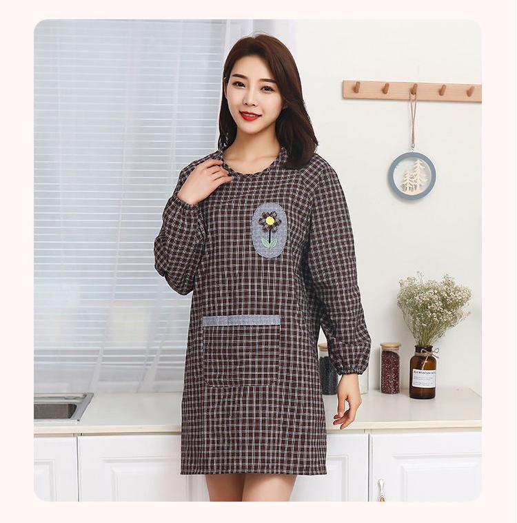 罩衣女上衣大人长袖厨房家用做饭干活穿围裙纯棉时尚工作服女秋冬长袖