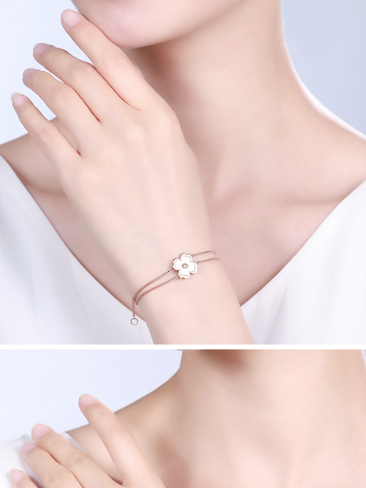 佐卡伊四叶草钻石手链母贝镶钻幸运礼物