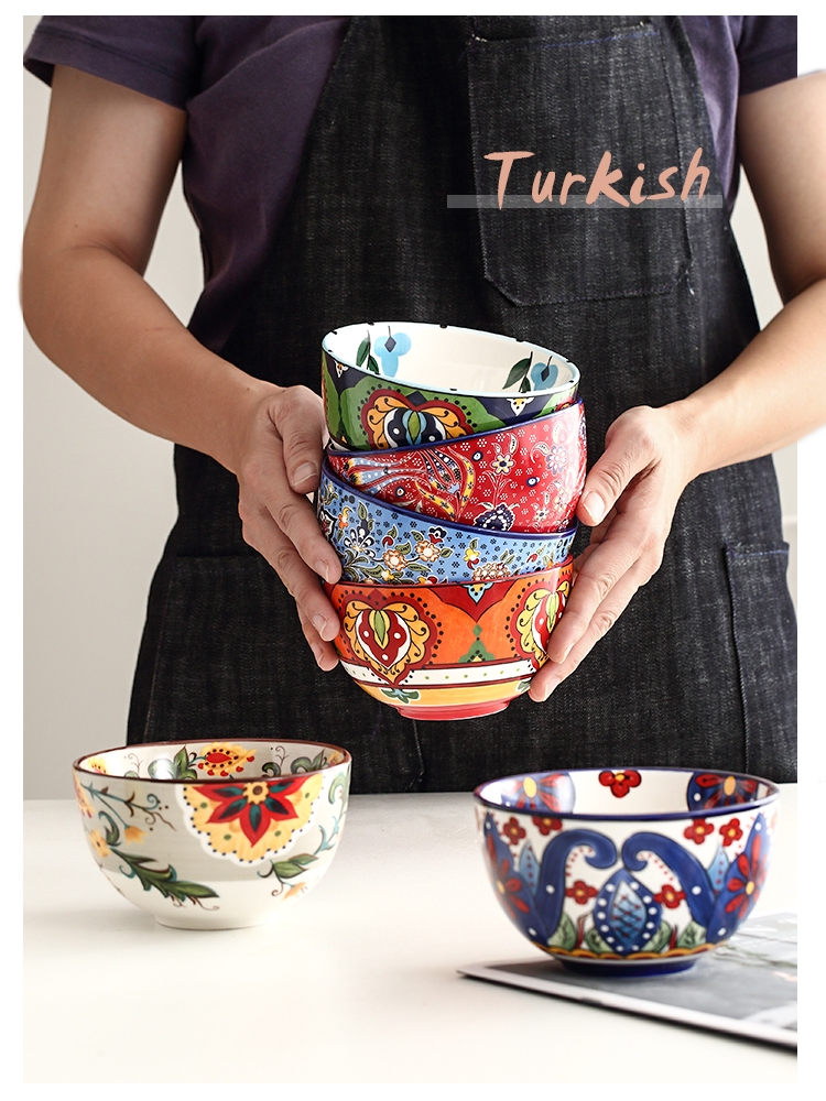 土耳其陶瓷碗创意个性餐具饭碗泡面碗水果沙拉碗家用碗碟套装北欧