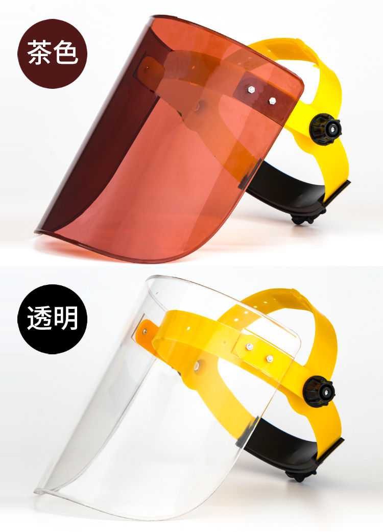 《电焊面罩氩弧焊工打磨防尘防烤脸全脸部防护茶色全透明头戴式面罩