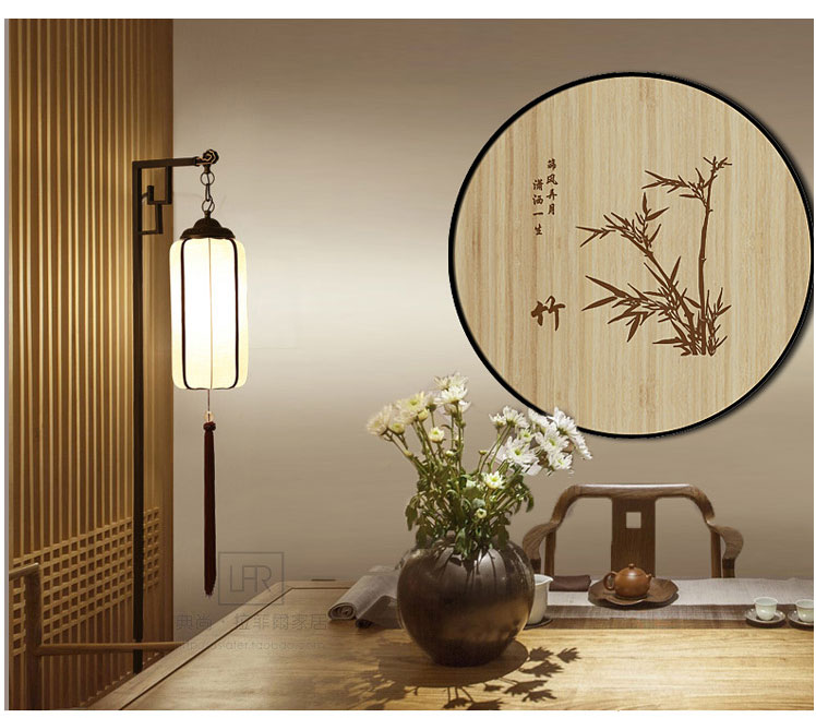 梅兰竹菊新中式装饰画书房办公室背景墙画茶室圆框挂画玄关壁画