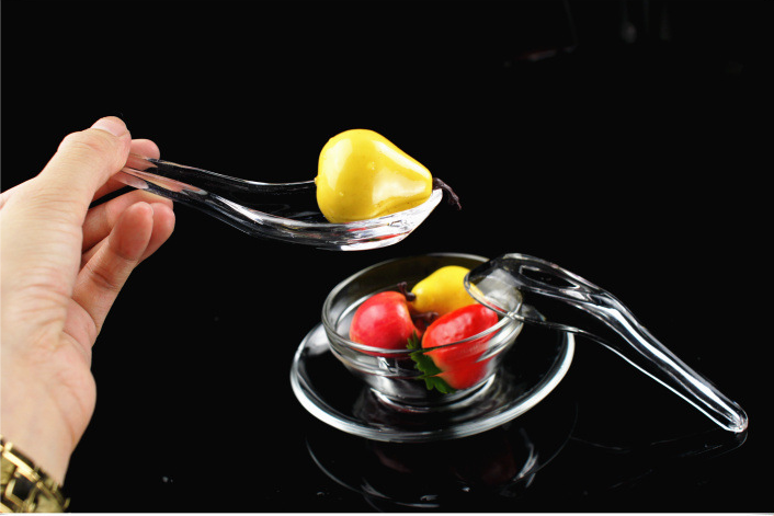 创意水晶玻璃汤勺餐具调羹玻璃勺子甜品鱼翅燕窝匙梗透明耐热粥勺2个