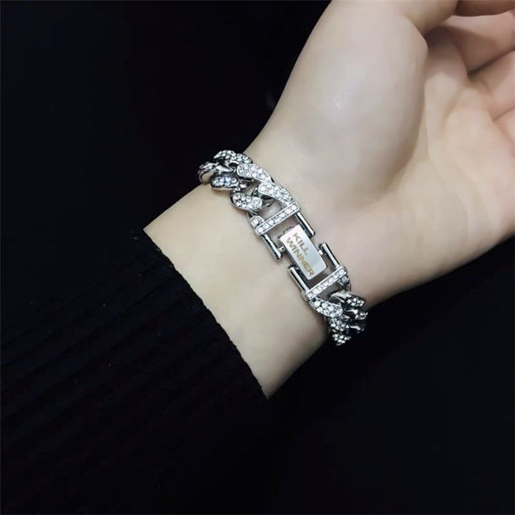 killwinner手链项链回到未来多色双排镶钻古巴手链潮牌饰品银色项链