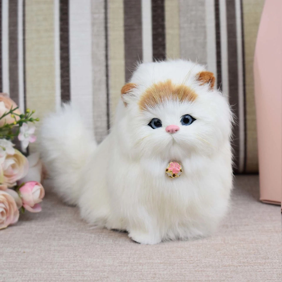 会叫猫咪送毛绒垫子橘花款会叫仿真猫咪玩偶可爱假猫咪摆件儿童玩具