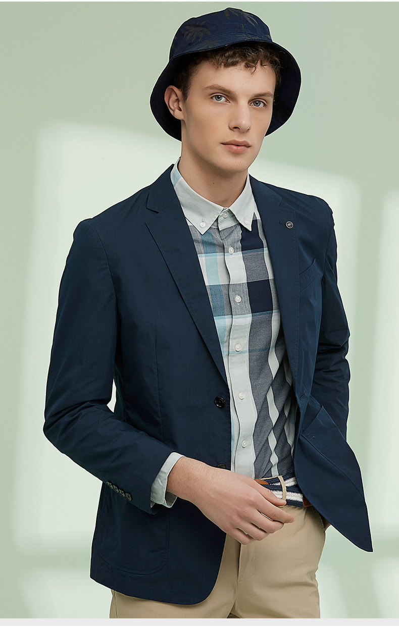 哈吉斯hazzys 春夏新款单西男士休闲西服韩版修身西装外套