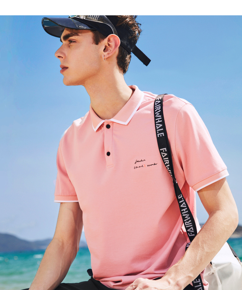 9】马克华菲polo衫男士夏季时尚刺绣粉色短袖t恤上衣潮【价格 图片
