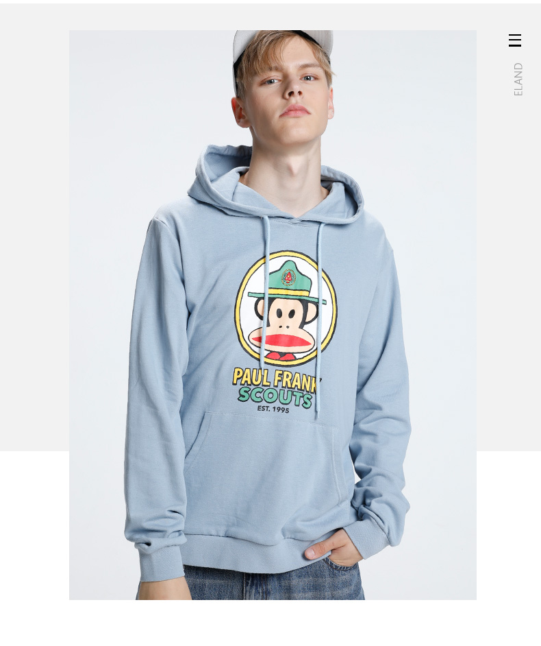 paulfrank大嘴猴春秋季新款卫衣男宽松连帽学生休闲运动卫衣j