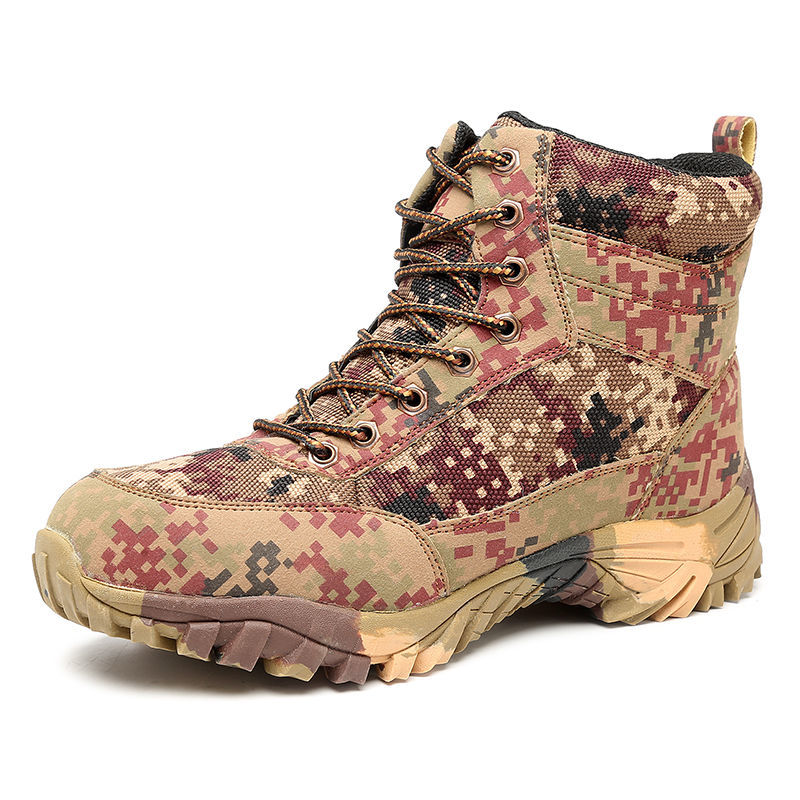 迷彩靴37冬天迷彩厚底羊毛保暖大头鞋劳保鞋跑特种兵户外靴军靴防寒靴