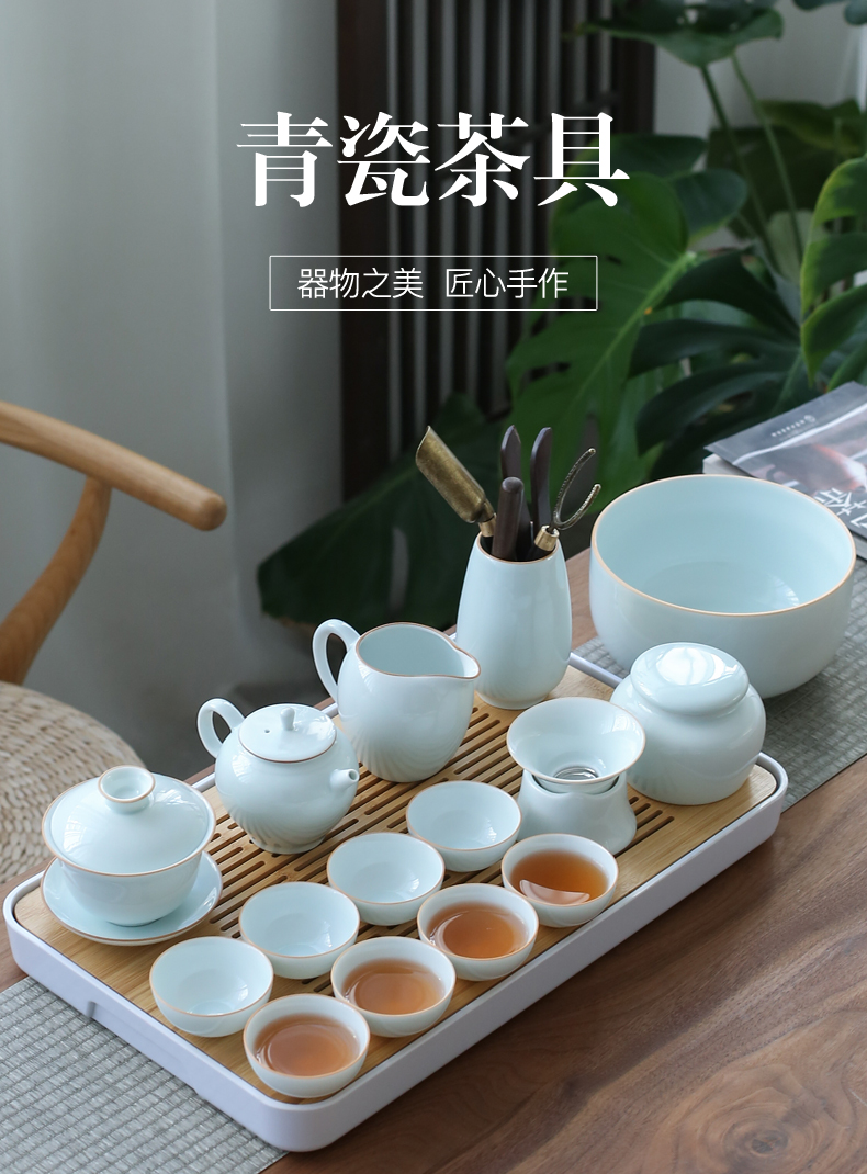 瓷壶会客小茶具套装家用日式简约客厅办公室功夫茶具陶瓷茶杯茶壶茶盘