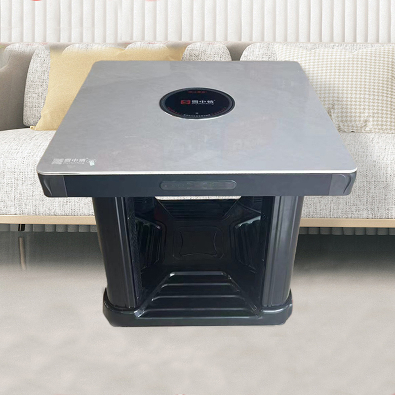 雪中情新款电暖炉小暖阳钢玻白色80*80CM电陶炉电炉桌家用多功能取暖餐桌电烤桌烤火桌电炉子方形电热餐桌
