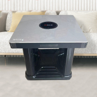 雪中情新款电暖炉小暖阳钢玻白色80*80CM电陶炉电炉桌家用多功能取暖餐桌电烤桌烤火桌电炉子方形电热餐桌