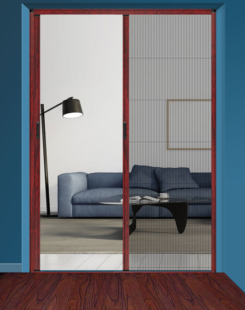 隐形伸缩折叠金刚网纱窗门推拉式纱门防蚊推拉沙窗门铝合金沙门 配件