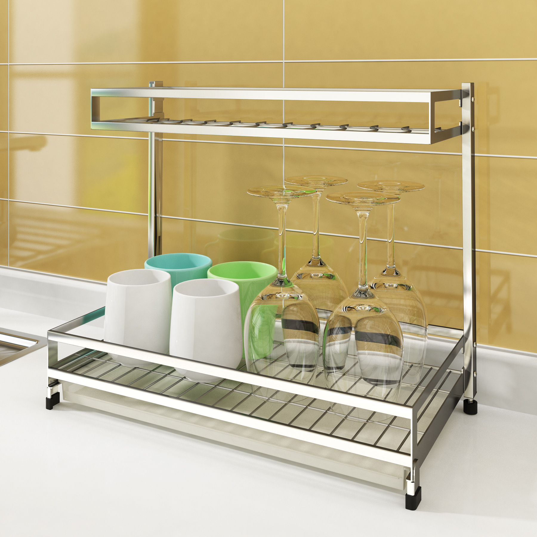 304不锈钢厨房置物架家用晾碗筷架子凉落地放碗架沥水架收纳三维工匠