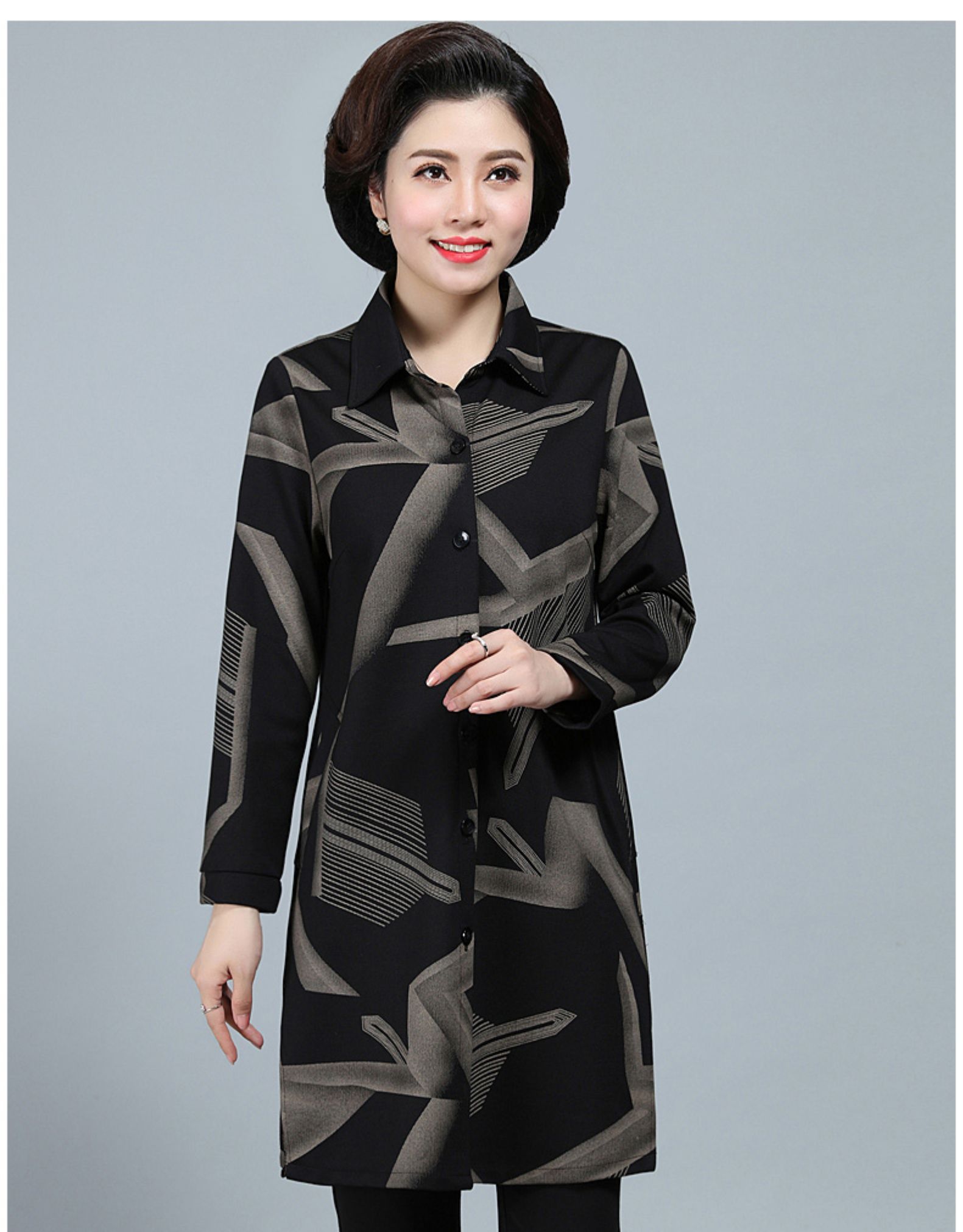 妈妈气质外套中年女春装风衣中长款40岁50中老年女装洋气上衣 云无心