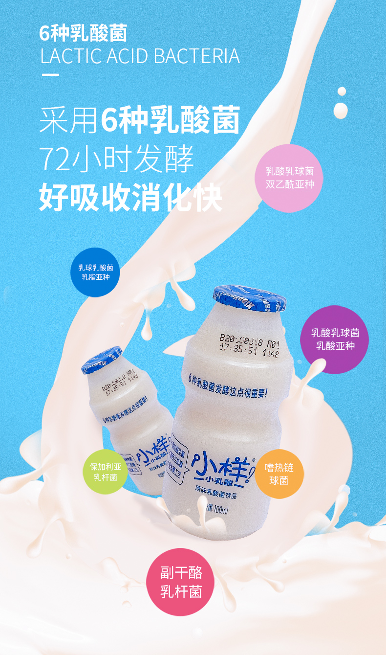 小样乳酸菌饮品0脂肪100ml20瓶0脂肪牛奶乳酸菌饮料酸奶整箱装