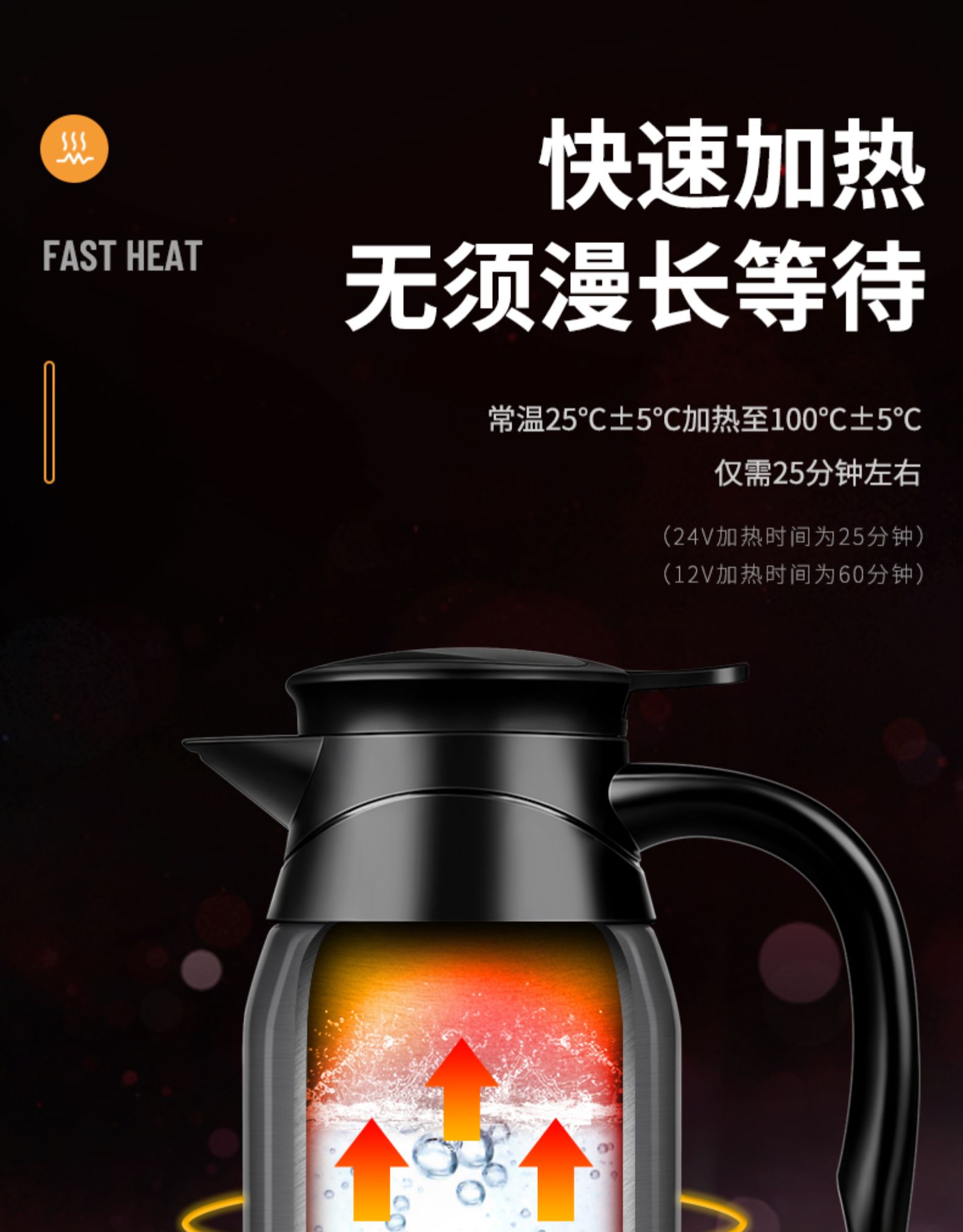 车载烧水壶12v24v大货车电热水壶通用汽车烧水杯加热瓶车用热水器