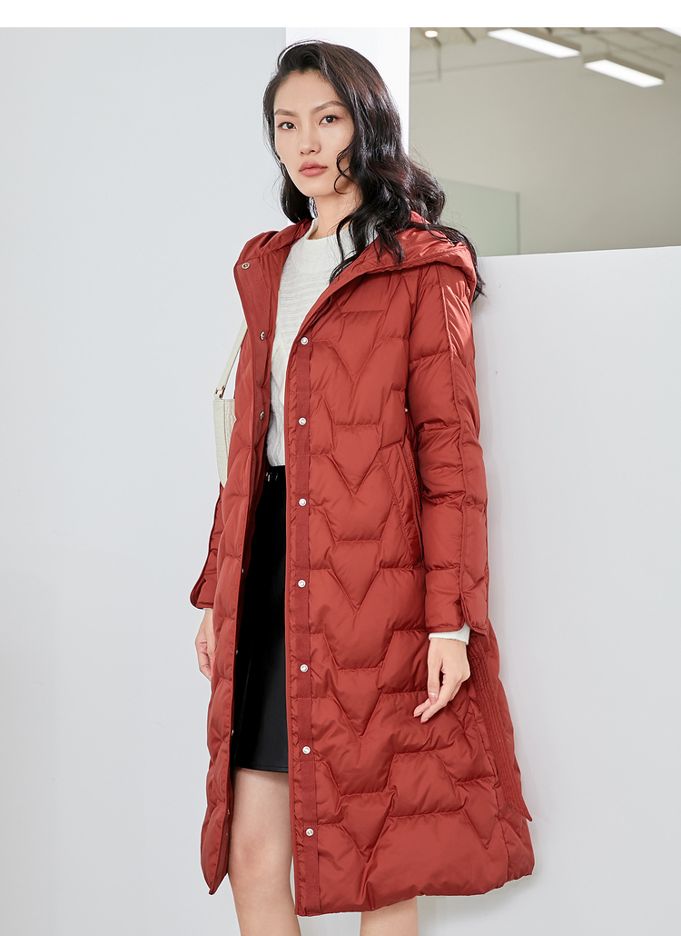 伊布都ibudu2020冬季新款连帽中长款温暖时髦羽绒服外套女