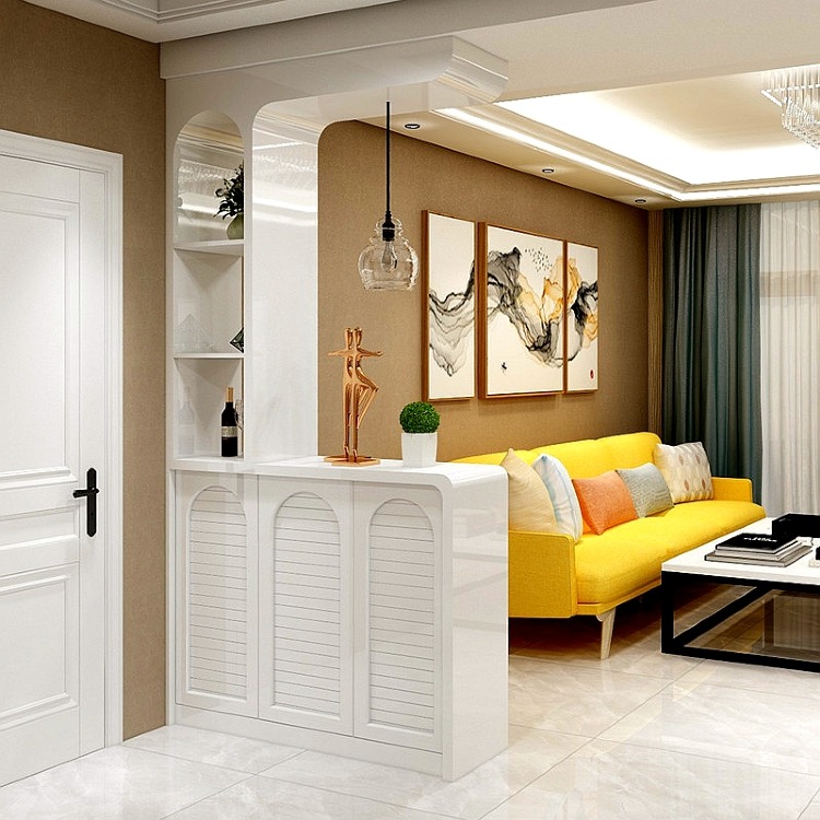 轻奢间厅柜屏风装饰隔断柜客厅 双面入户鞋柜烤漆创意玄关储物柜