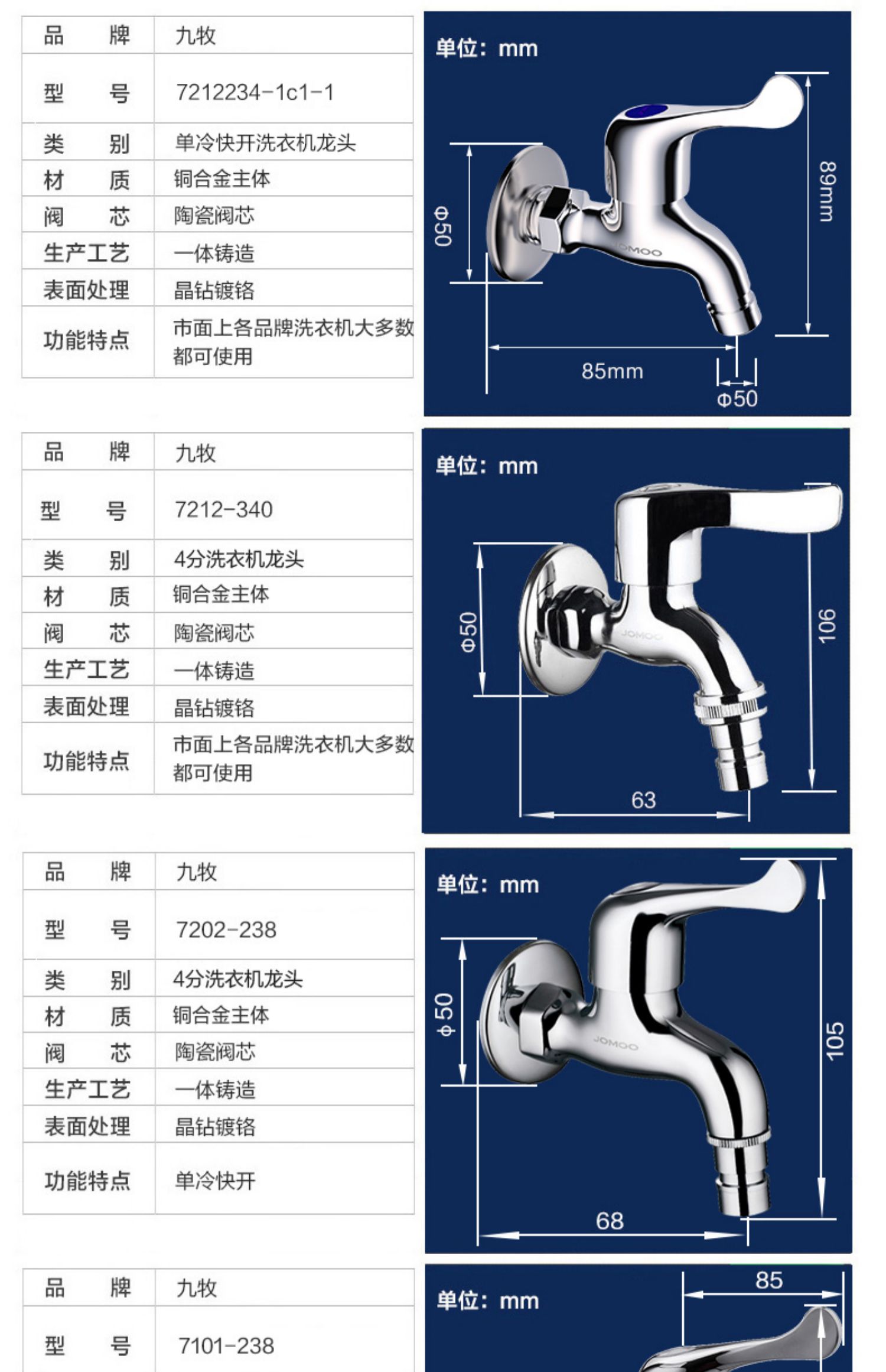 九牧水龙头阀芯规格图片